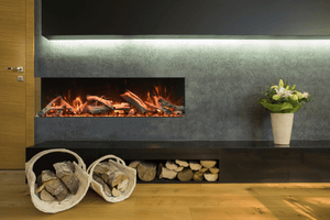 Amantii Tru View bespoke electric fireplace shown in a modern living room