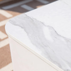Elementi Plus Copenhagen White Marble/Porcelain Fire Table-Contemporary OFP101BB