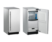 Load image into Gallery viewer, Scotsman cuber luxury ice machine- showing two, once with door open on a white background
