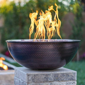 The Outdoor Plus-Sedona 27-Inch Round Hammered Copper Gas Fire & Water Bowl OPT-27RCPRFW
