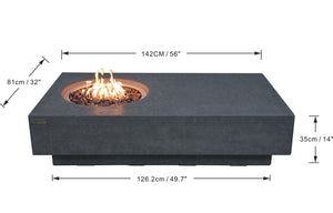 Elementi Metropolis Gas Concrete Fire Table- Grey- Contemporary OFG104