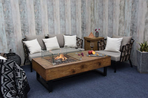 Elementi Naples Gas Fire Coffee Table- Modern Farmhouse/Industrial Style OFH103