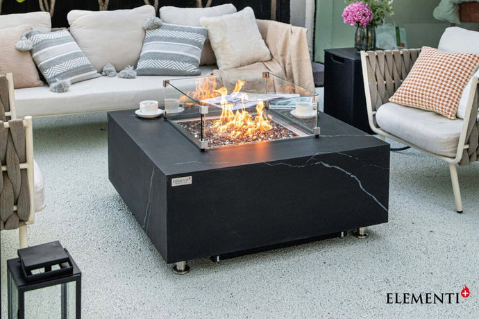 Elementi Plus Sofia Black Marble/Porcelain Fire Table-Contemporary OFP103BB