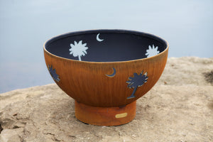 Fire Pit Art - Gas and Wood Fire Pit- Tropical Moon