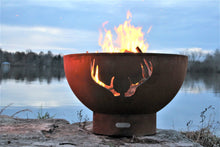 Load image into Gallery viewer, Fire Pit Art - Gas and Wood Fire Pit- Antlers