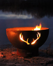 Load image into Gallery viewer, Fire Pit Art - Gas and Wood Fire Pit- Antlers