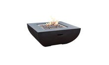 Load image into Gallery viewer, Modeno by Elementi Aurora fire pit table shown with a flame on a white background