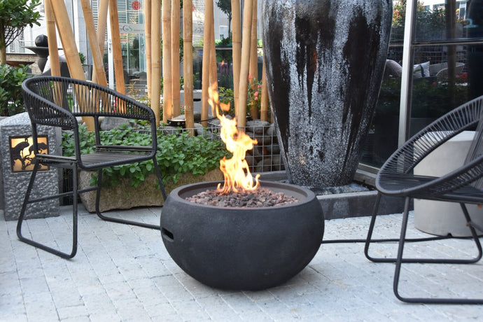 Modeno by Elementi - York Round Gas Black Concrete Fire Bowl- Modern OFG115