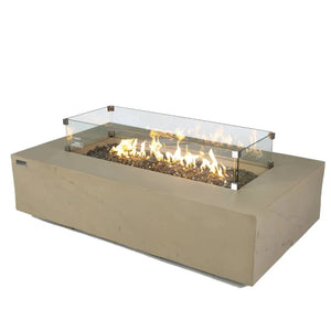 Elementi Plus Colorado fire table with windguard and flame on a white background
