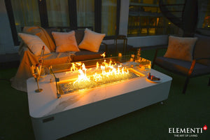 Elementi Plus Athens White Marble/Porcelain Fire Table-Contemporary OFP102BW