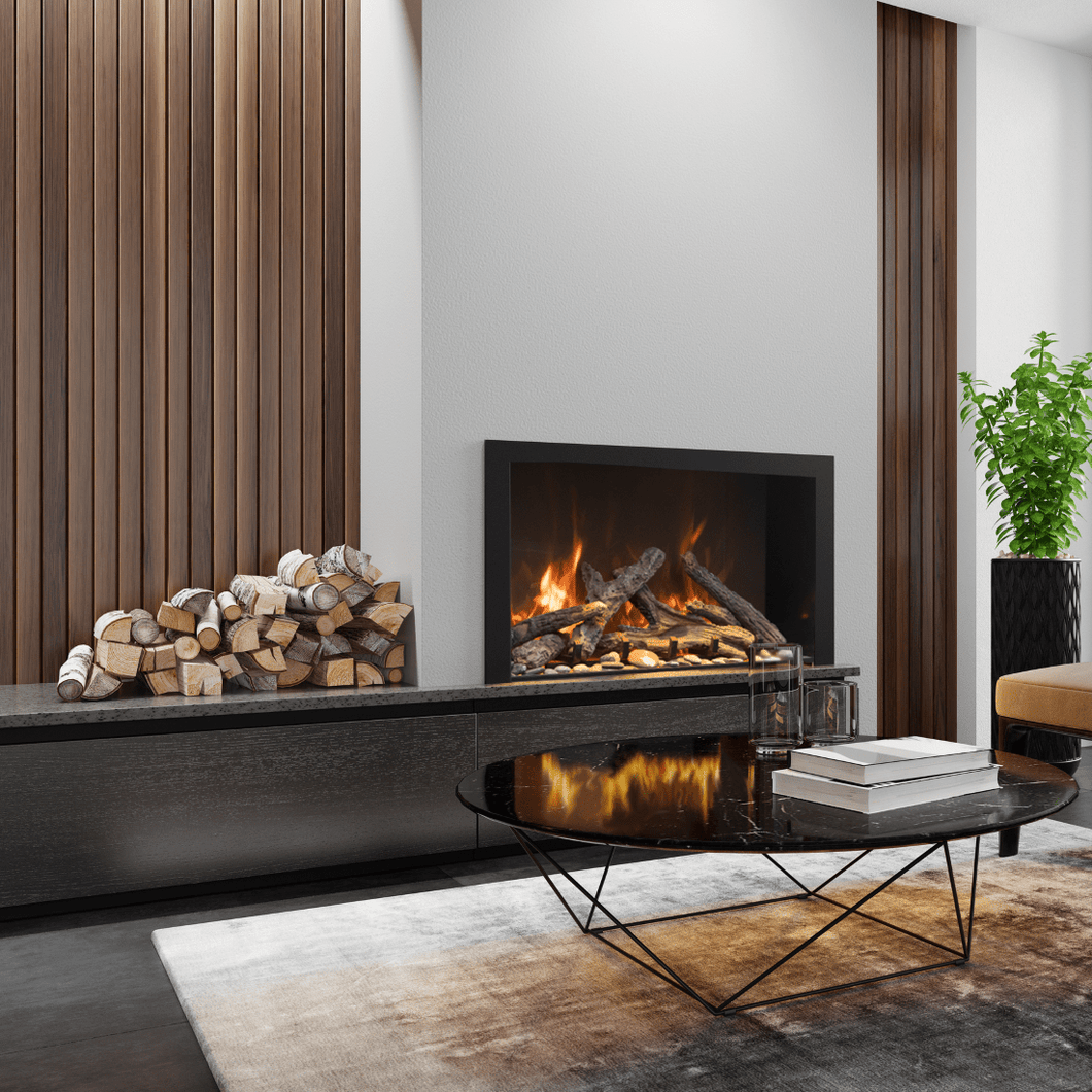 Amantii TRD Bespoke electric fireplace shown in a living room