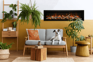 Amantii Panorama Deep XT fireplace built into a living room wall