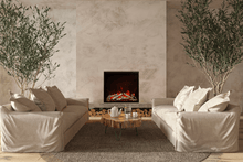 Load image into Gallery viewer, Amantii TRD Bespoke electric fireplace shown with birch logs in a living room