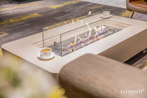 Elementi Ethanol fire table-Sydney in Cream color.