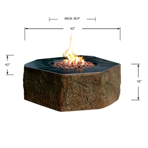 Elementi Columbia Gas Rustic/Natural Look Round Concrete Fire Table- OFG105