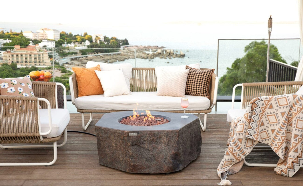 Elementi Columbia Gas Rustic/Natural Look Round Concrete Fire Table- OFG105