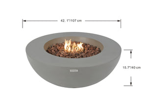 Elementi Lunar Bowl Concrete Gas Fire Table/Bowl- Grey- Contemporary OFG101