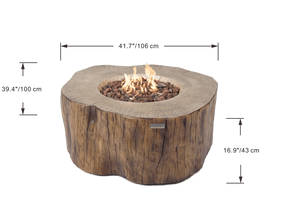 Elementi manchester fire pit tree stump shown with flame