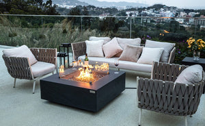 Elementi Plus Roraima Slate Black Sandstone Square Fire Table-Contemporary OFG411SL