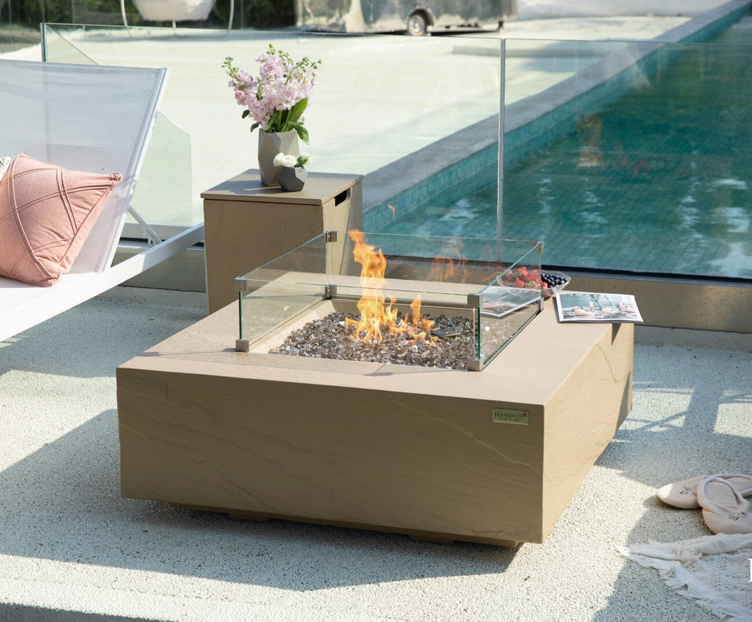 Elementi Plus Uluru Sandstone Square Fire Table-Contemporary OFG411SY