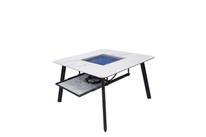 Elementi Plus Helsinki  Marble Porcelain Gas Fire Dining Table- Square-Modern Farmhouse Style OFP302BW