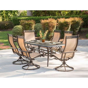 Hanover - Manor 7-Piece Outdoor Dining Set w/Six Swivel Rockers & Large Cast-Top Dining Table  -MANDN7PCSW-6