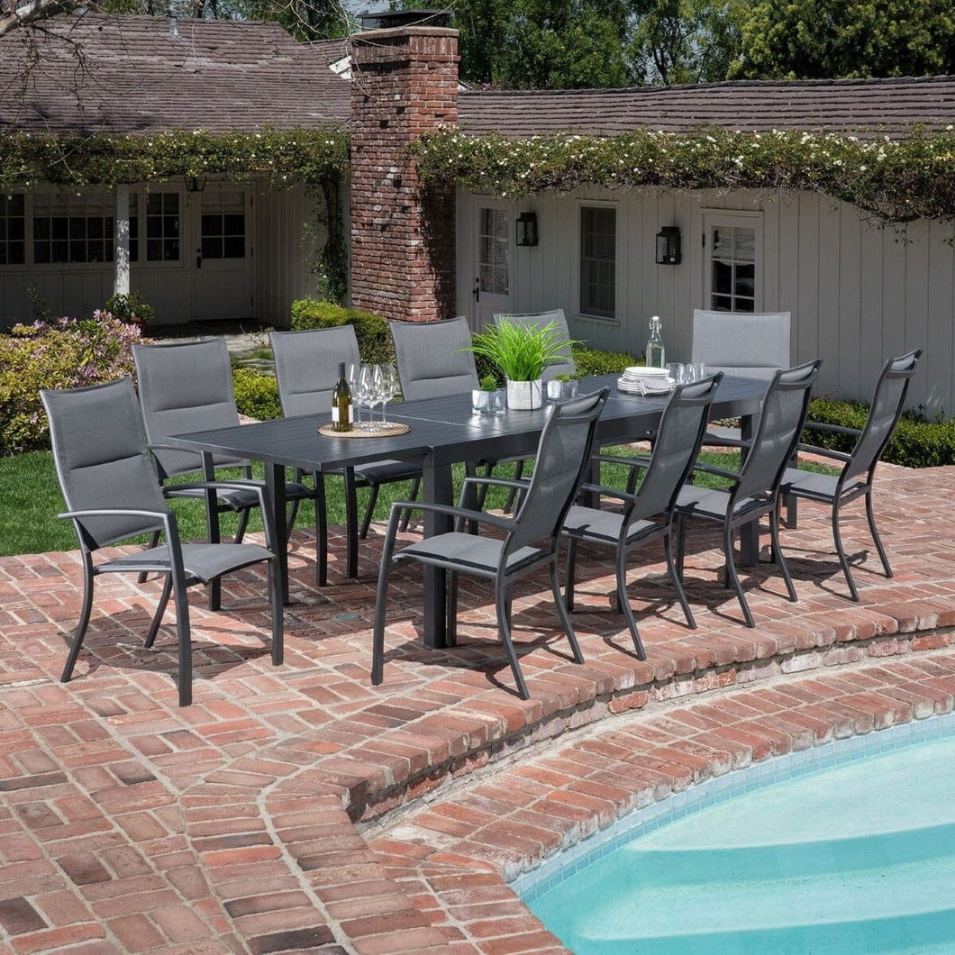 Hanover - Naples 11-Piece Outdoor Dining Set w/ 10 Sling Chairs In Gray + 40