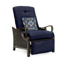 Load image into Gallery viewer, Hanover -Ventura Luxury Outdoor Recliner in Navy w/Pillow, All-weather, Resin Weave VENTURAREC-NVY