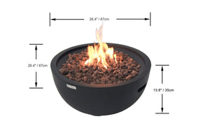 Modeno by Elementi - Jefferson Round Concrete Fire Bowl-Dark Grey Modern OFG119