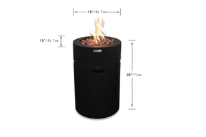 Modeno by Elementi - Lava Tube Black Tall Concrete Gas Fire Pit- OFG602