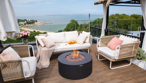 Modeno by Elementi - Venice Concrete Fire Pit/Table-Dark Grey Modern OFG113