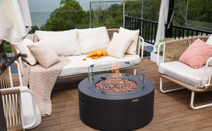 Modeno by Elementi - Venice Concrete Fire Pit/Table-Dark Grey Modern OFG113