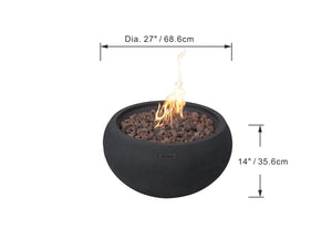 Modeno by Elementi - York Round Gas Black Concrete Fire Bowl- Modern OFG115