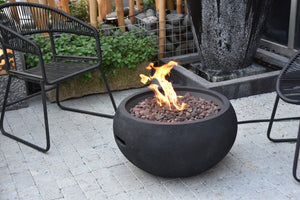 Modeno by Elementi - York Round Gas Black Concrete Fire Bowl- Modern OFG115