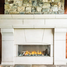 Load image into Gallery viewer, napoleon single sided outdoor gas fireplace with a beautiful stone surround