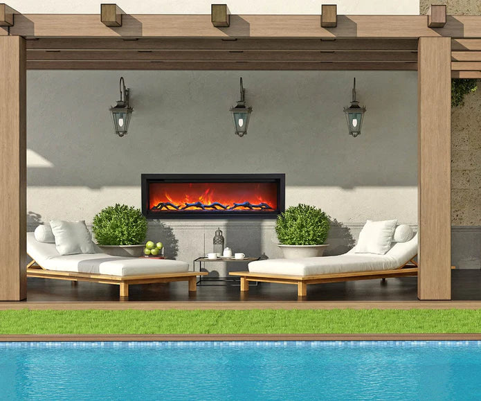 Remii Clean-Face Smart Modern Style Electric Fireplace with Black Steel Surround- Vent Free Indoor/Outdoor Fireplace 7 Sizes WM