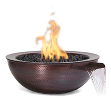 Load image into Gallery viewer, The Outdoor Plus-Sedona 27-Inch Round Hammered Copper Gas Fire &amp; Water Bowl OPT-27RCPRFW