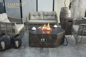 Elementi Columbia Gas Rustic/Natural Look Round Concrete Fire Table- OFG105