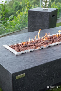 Elementi Hamton fire table closeup of a lit firetable 