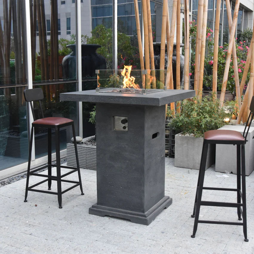 Elementi Montreal Gas Bar Fire Table-Pub Height Dark Grey OFG221-DG