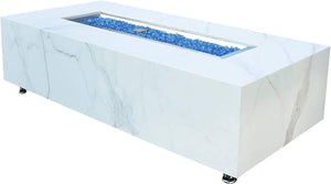 elementi carrara fire table with a white background