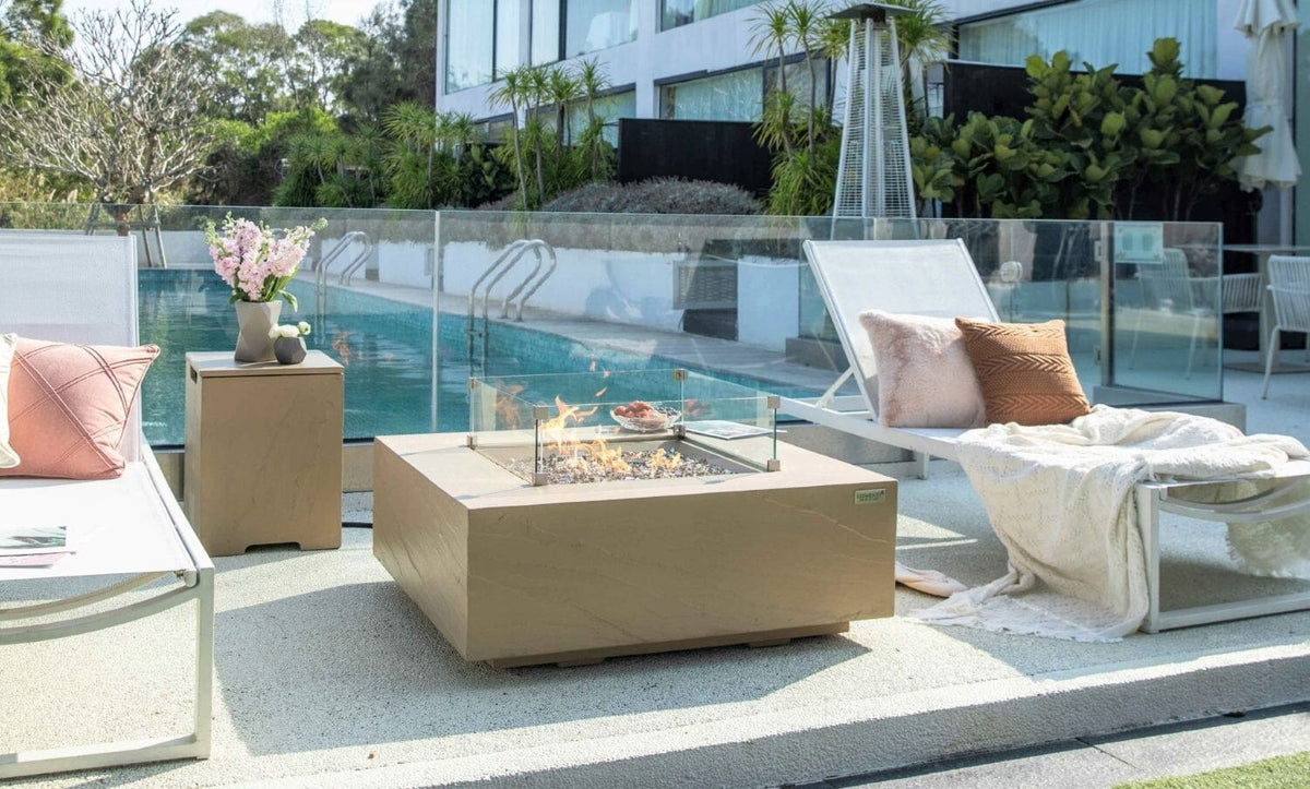 Elementi Plus Uluru Sandstone Square Fire Table-Contemporary OFG411SY ...