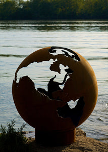 Fire Pit Art- Gas & Wood Fire Pit -Third Rock/Mother Earth Globe