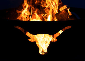 Fire Pit Art- Gas & Wood Fire Pit -36" Longhorn- Hand Crafted Steel