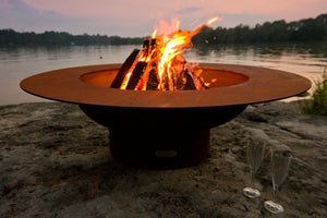Fire Pit Art-Gas and Wood Fire Pit - Magnum w/Lid