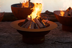 Fire Pit Art - Gas and Wood Fire Pit- Saturn