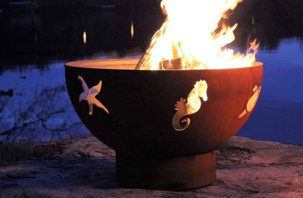 Fire Pit Art - Gas and Wood Fire Pit- Sea Creatures