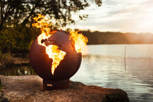 Fire Pit Art- Gas & Wood Fire Pit -Third Rock/Mother Earth Globe