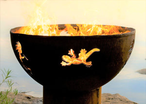 Fire Pit Art - Gas and Wood Fire Pit- Kokopelli