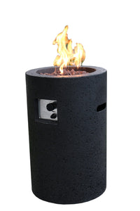 Modeno by Elementi - Lava Tube Black Tall Concrete Gas Fire Pit- OFG602